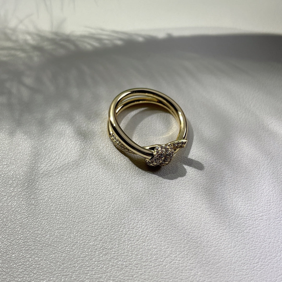 [Stellar jewels]KNOT RING DOUBLE ROW GOLD DIAMOND