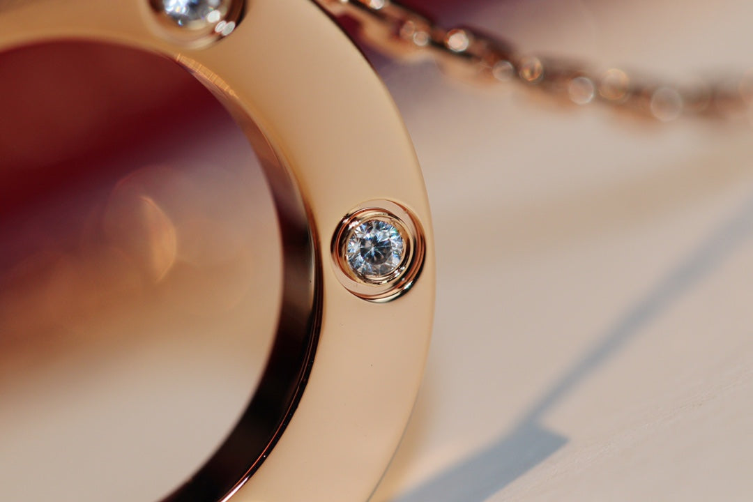 [Stellar Jewelry]LOVE NECKLACE 16MM 6 DIAMONDS PINK GOLD