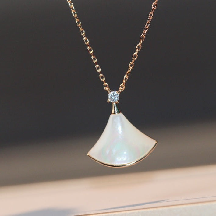 [Stellar Jewelry]DREAM NECKLACE WHITE MOP PINK GOLD 1 DIAMOND