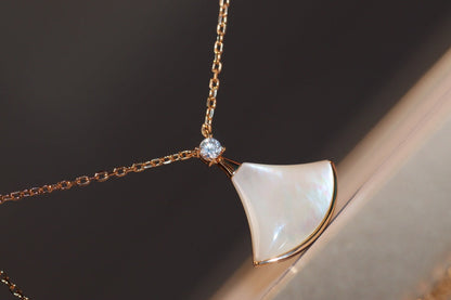 [Stellar Jewelry]DREAM NECKLACE WHITE MOP PINK GOLD 1 DIAMOND