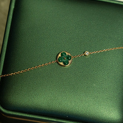 [Stellar Jewelry]SUN MALACHITE 1 DIAMOND PINK GOLD BRACELET