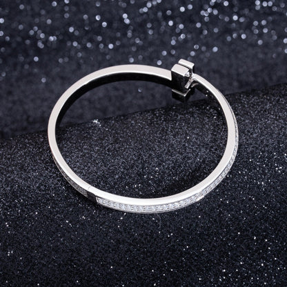 [Stellar jewels]WIDE DIAMONDS HINGED BANGLE SILVER