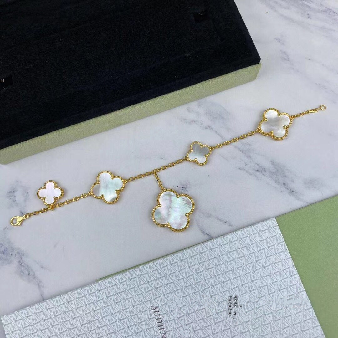 [Stellar Jewelry]MAGIC CLOVER MOP GOLD BRACELET 5 MOTIFS