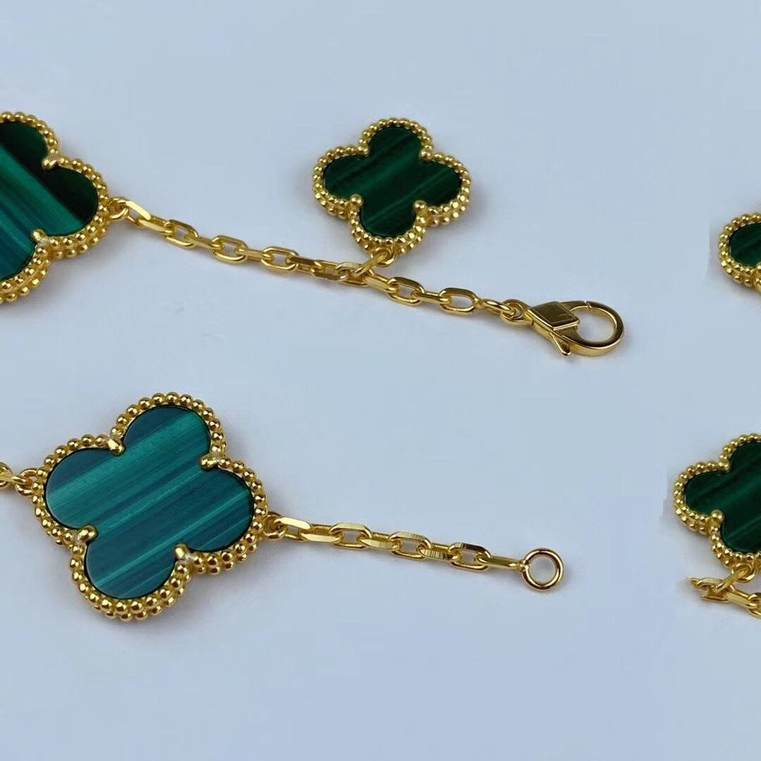 [Stellar Jewelry]MAGIC CLOVER MALACHITE GOLD BRACELET 5 MOTIFS
