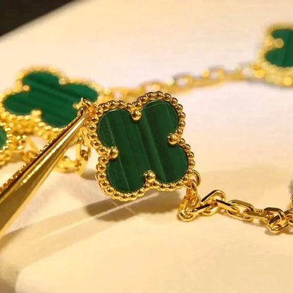 [Stellar Jewelry] CLOVER 5 MOTIF MALACHITE BRACELET COLLECTION