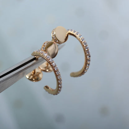 [Stellar Jewelry]JUSTE EARRINGS 12.75MM PINK GOLD DIAMOND