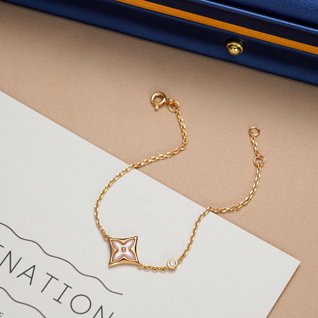 [Stellar Jewelry]STAR 1 DIAMOND PINK GOLD BRACELET