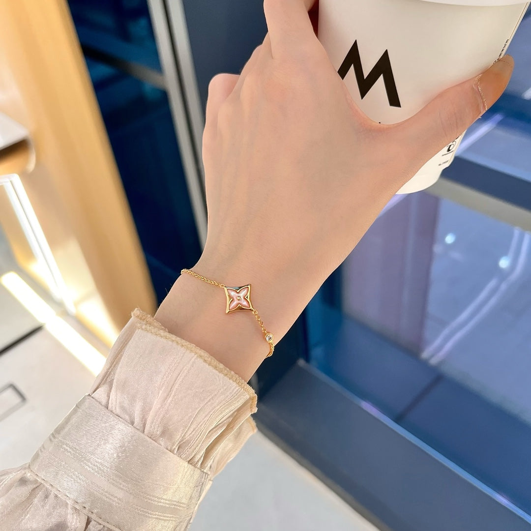 [Stellar Jewelry]STAR 1 DIAMOND PINK GOLD BRACELET