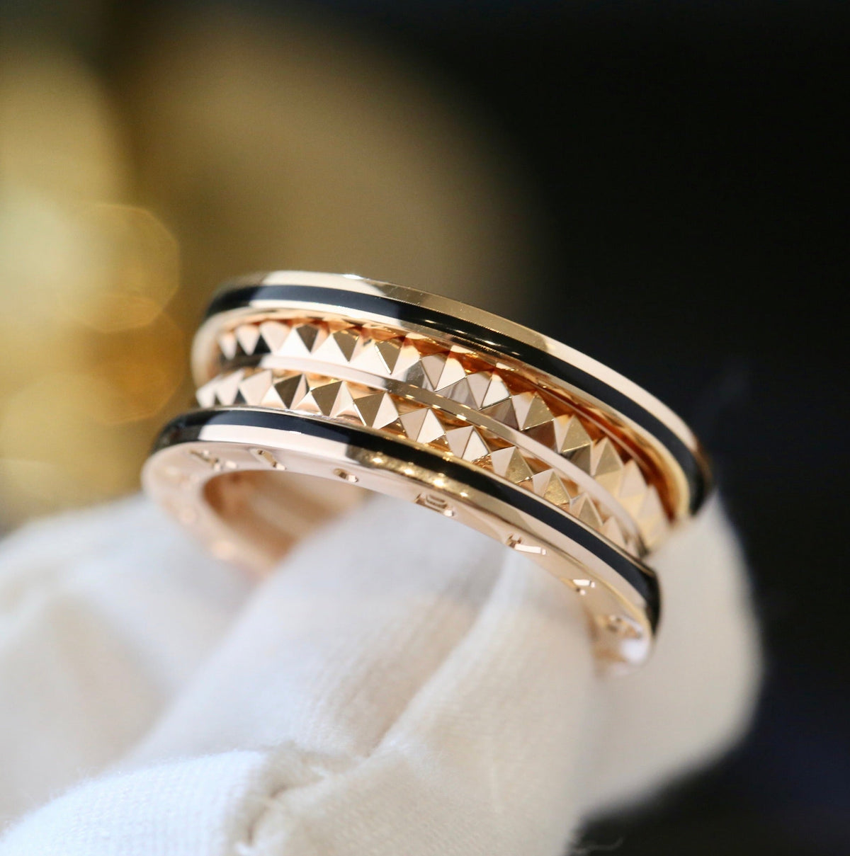 [Stellar Jewelry]ZERO 1 PINK GOLD BLACK CERAMIC RING