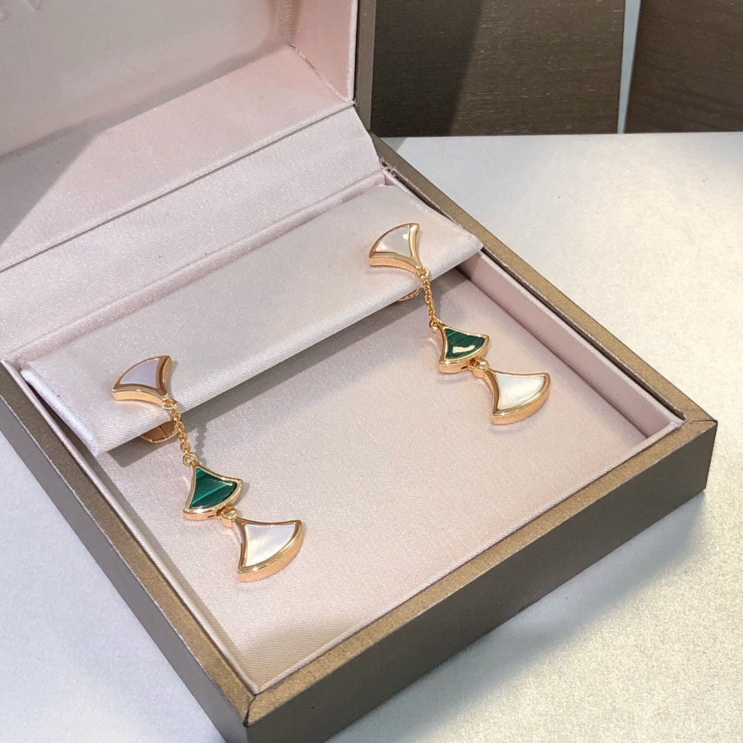 [Stellar Jewelry]DREAM EARRINGS 3 MOTIFS MALACHITE MOP PINK GOLD