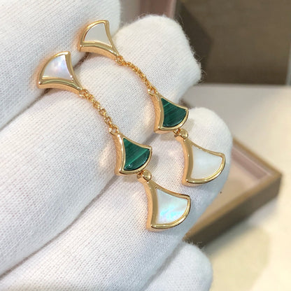 [Stellar Jewelry]DREAM EARRINGS 3 MOTIFS MALACHITE MOP PINK GOLD