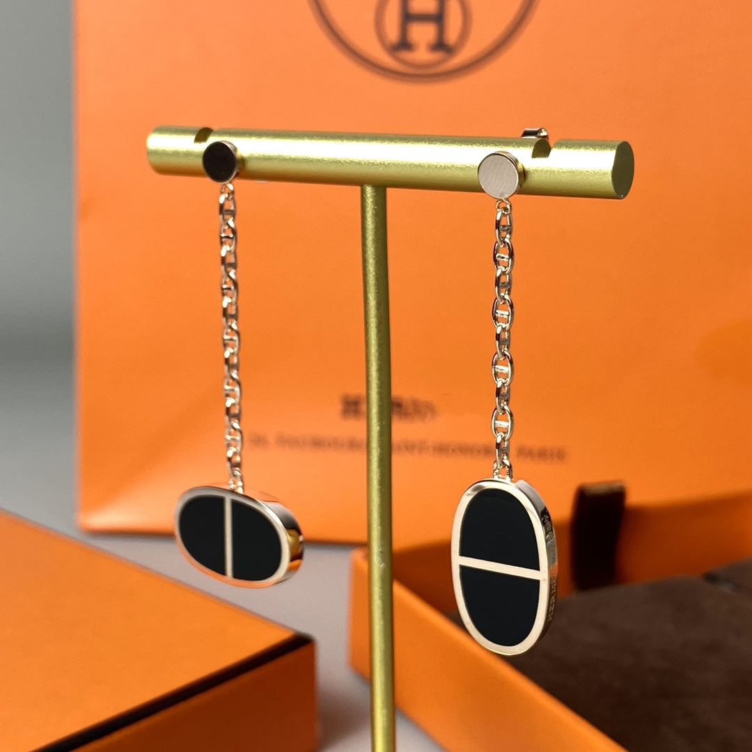 [Stellar Jewelry]CHAINE VERSO BLACK CERAMIC EARRINGS
