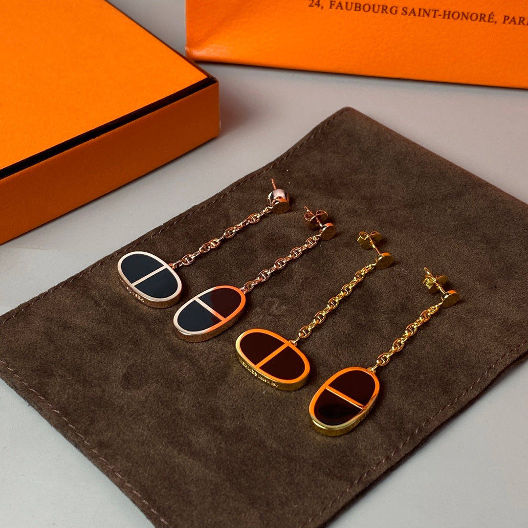 [Stellar Jewelry]CHAINE VERSO BLACK CERAMIC EARRINGS