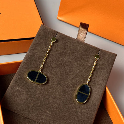 [Stellar Jewelry]CHAINE VERSO BLACK CERAMIC EARRINGS