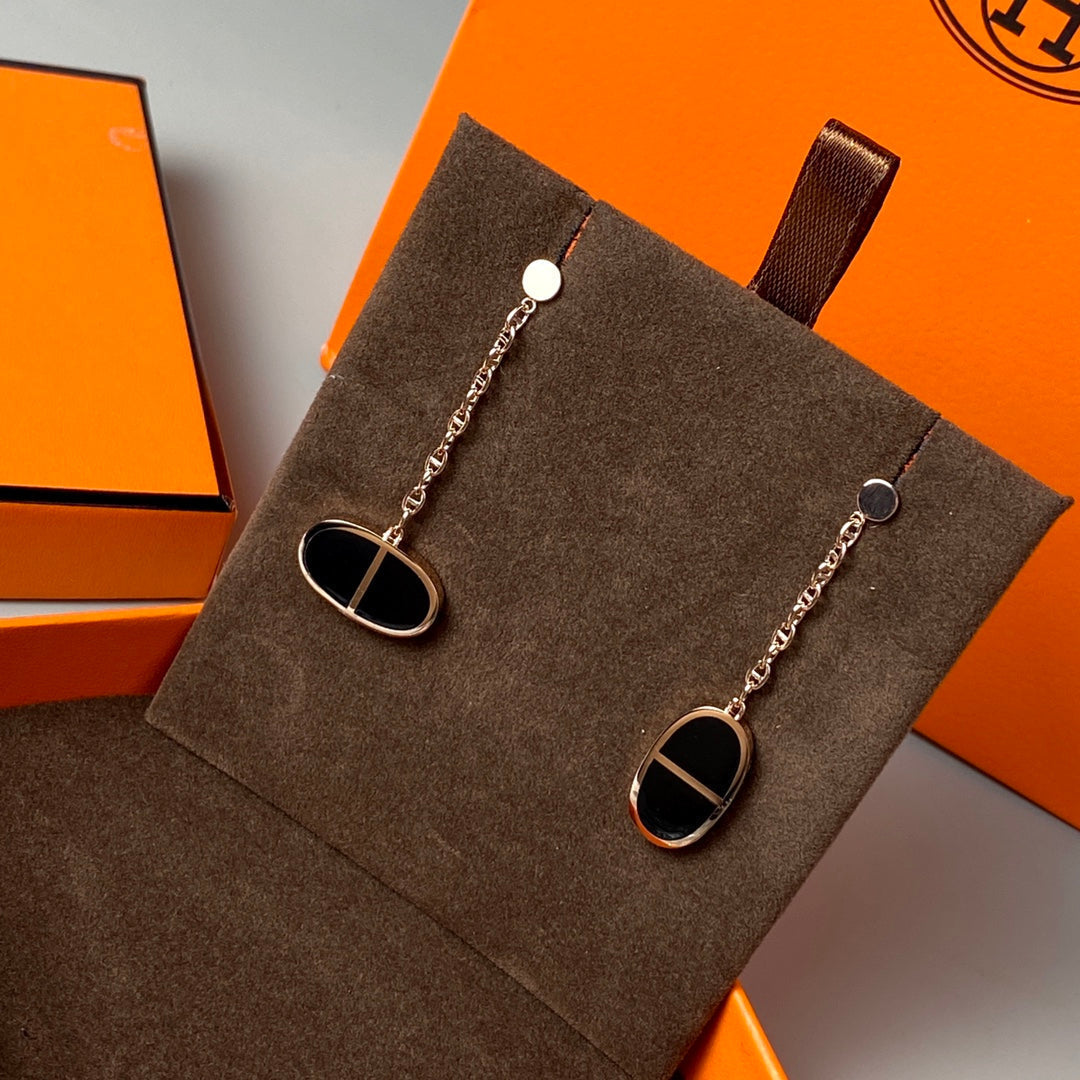 [Stellar Jewelry]CHAINE VERSO BLACK CERAMIC EARRINGS