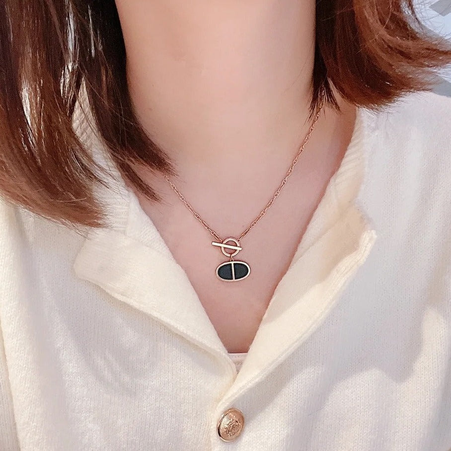 [Stellar Jewelry]CHAINE VERSO BLACK CERAMIC NECKLACE
