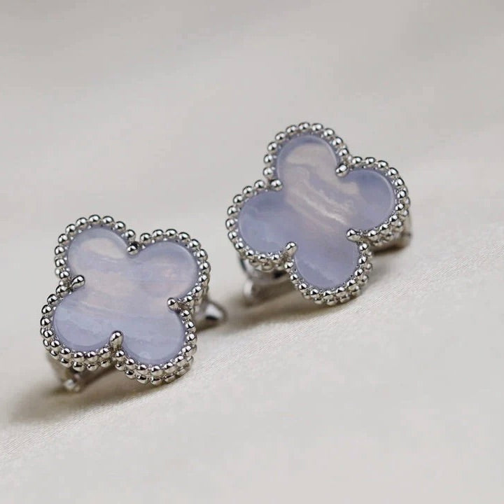 [Stellar Jewelry]CLOVER MEDIUM 1 MOTIFS  WHITE MOP EARRINGS SILVER