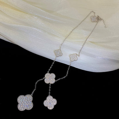 [Stellar Jewelry]CLOVER 5 MOTIFS SILVER DIAMONDS NECKLACE