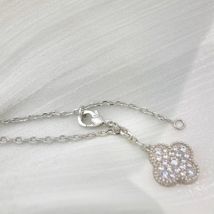[Stellar Jewelry]CLOVER 5 MOTIFS SILVER DIAMONDS NECKLACE