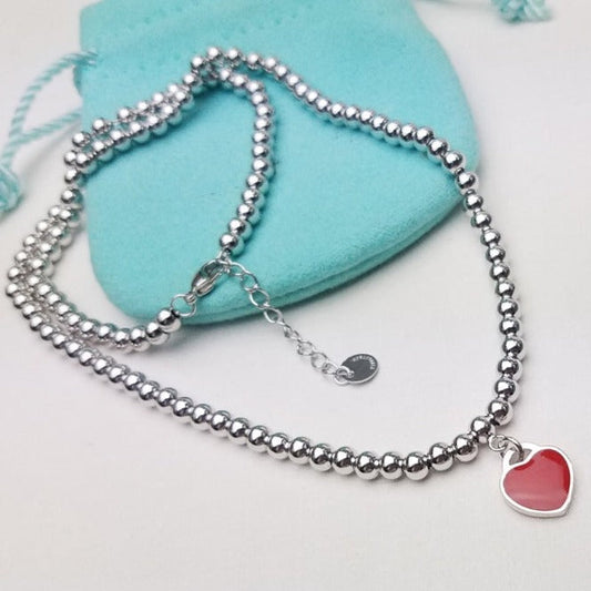 [Stellar jewels]HEART PEDANT SILVER BALL CHAIN NECKLACE