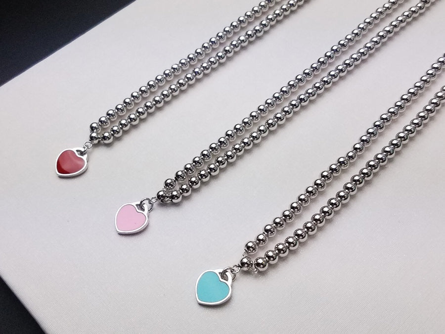 [Stellar jewels]HEART PEDANT SILVER BALL CHAIN NECKLACE