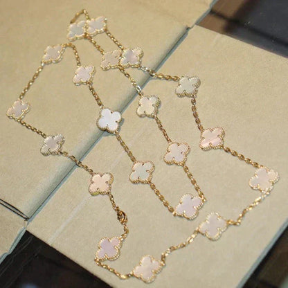 [Stellar Jewelry]CLOVER 20 MOTIFS WHITE MOP NECKLACE