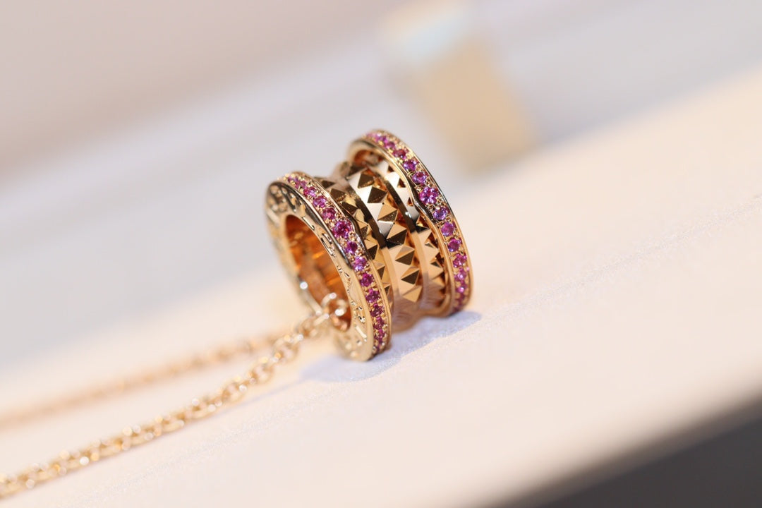 [Stellar Jewelry]ZERO 1 ROCK PINK GOLD PINK DIAMOND NECKLACE