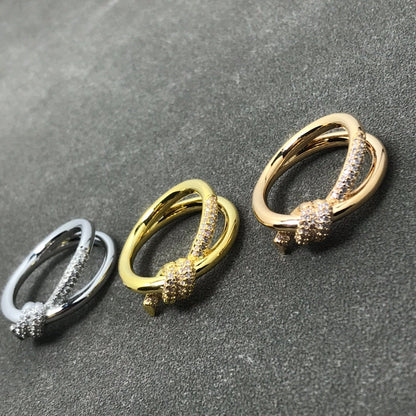 [Stellar jewels]KNOT RING DOUBLE ROW DIAMOND