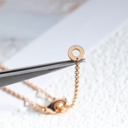 [Stellar Jewelry]ZERO 1 WHITE CERAMIC PINK GOLD DIAMOND NECKLACE