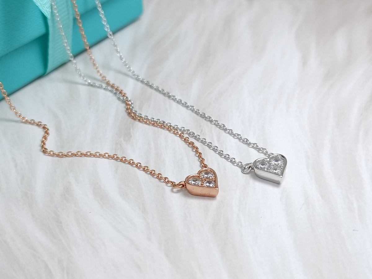 [Stellar jewels]HEART 3 DIAMONDS PEDANT NECKLACE
