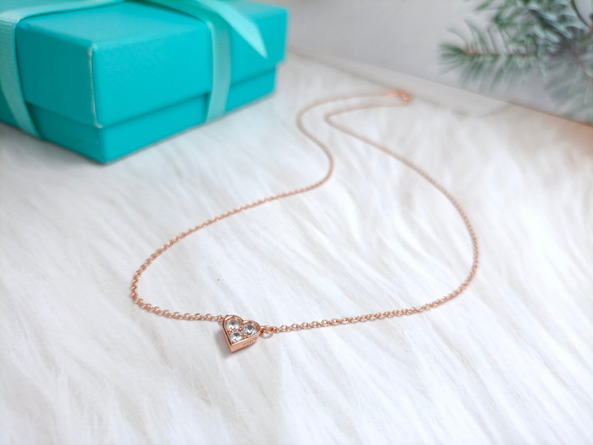 [Stellar jewels]HEART 3 DIAMONDS PEDANT NECKLACE