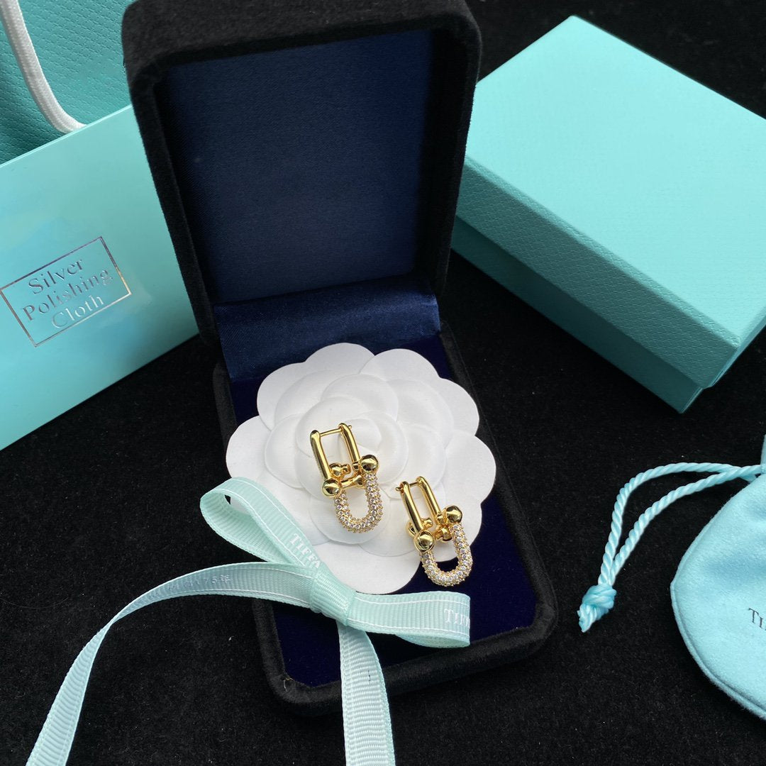 [Stellar jewels]HARDWEAR LINK DIAMOND GOLD EARRINGS