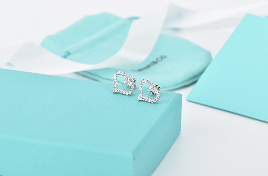 [Stellar jewels]OPEN HEART STUD DIAMOND EARRINGS