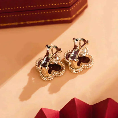 [Stellar Jewelry]CLOVER MEDIUM 1 MOTIFS CARNELIAN  EARRINGS