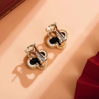 [Stellar Jewelry]CLOVER MEDIUM 1 MOTIFS  ONYX STUD EARRINGS