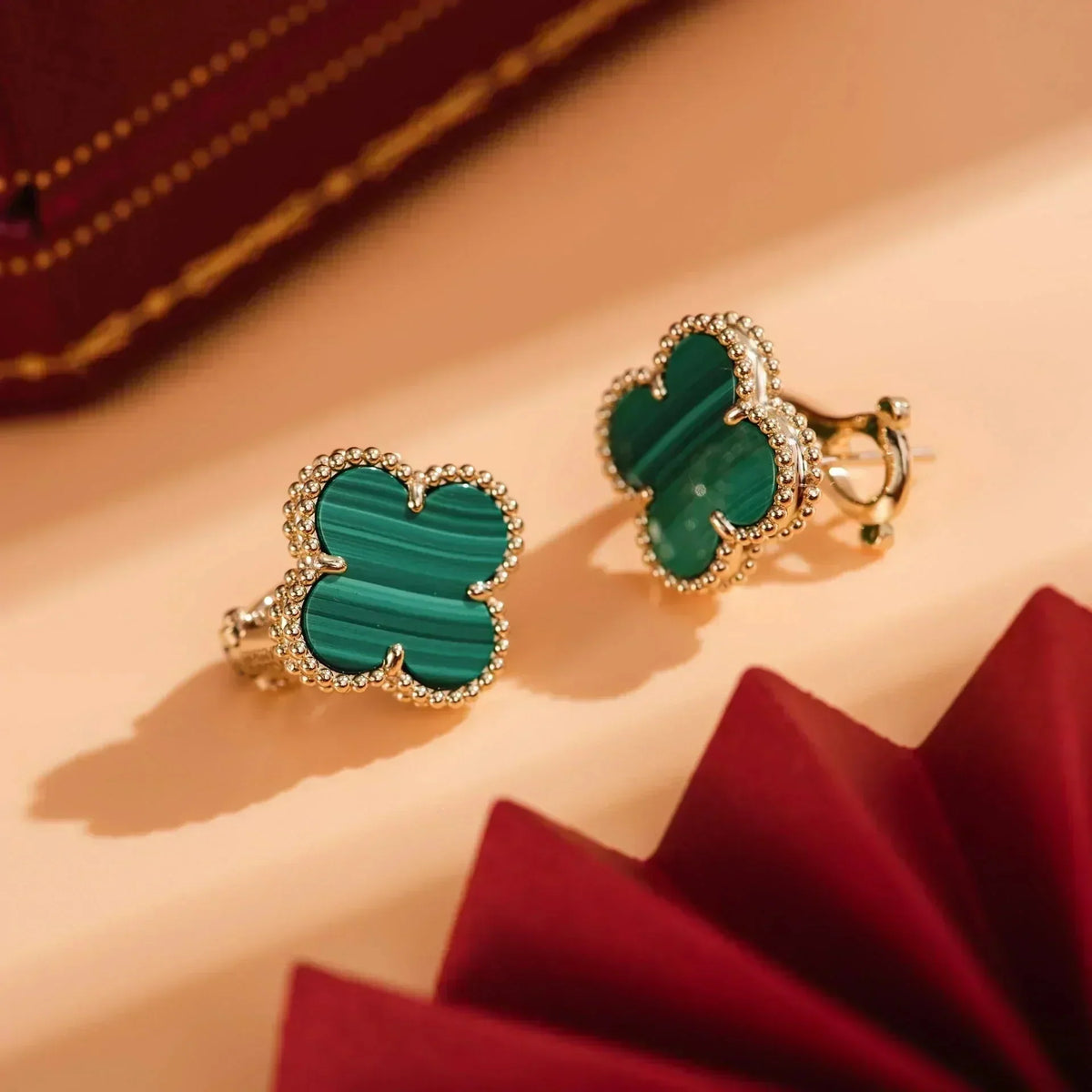 [Stellar Jewelry]CLOVER MEDIUM 1 MOTIFS MALACHITE  EARRINGS