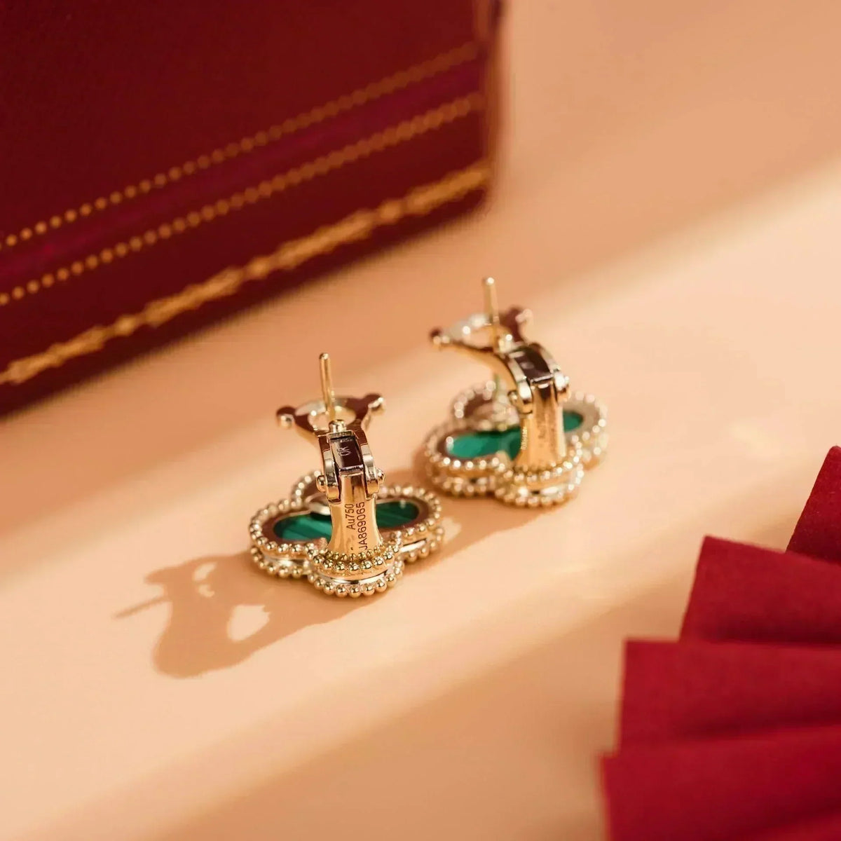 [Stellar Jewelry]CLOVER MEDIUM 1 MOTIFS MALACHITE  EARRINGS