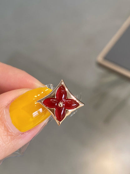 [Stellar Jewelry]STAR AND SUN PINK GOLD CARNELIAN STUD EARRINGS