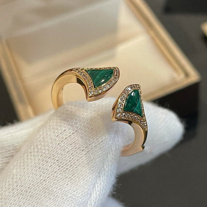 [Stellar Jewelry]DREAM MALACHITE DIAMOND OPEN RING