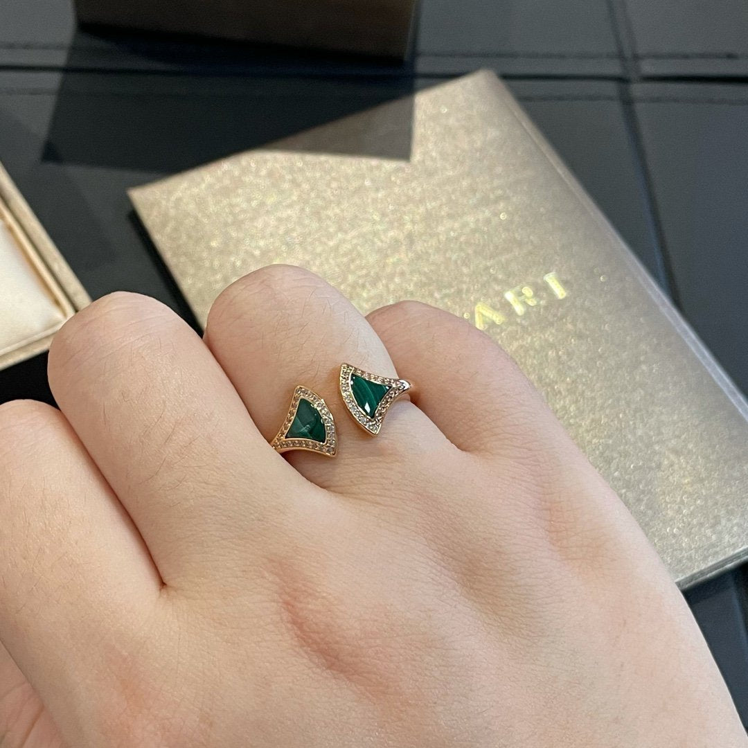 [Stellar Jewelry]DREAM MALACHITE DIAMOND OPEN RING
