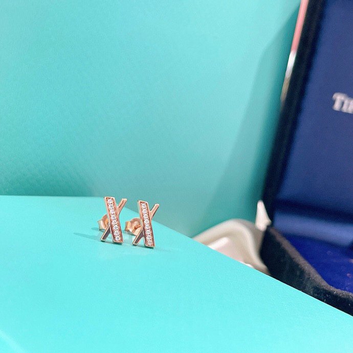 [Stellar jewels]X EARRINGS ROSE GOLD DIAMONDS