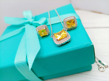 [Stellar jewels]SPARKLERS CITRINE GEMSTONE PENDANT NECKLACE STERLING SILVER