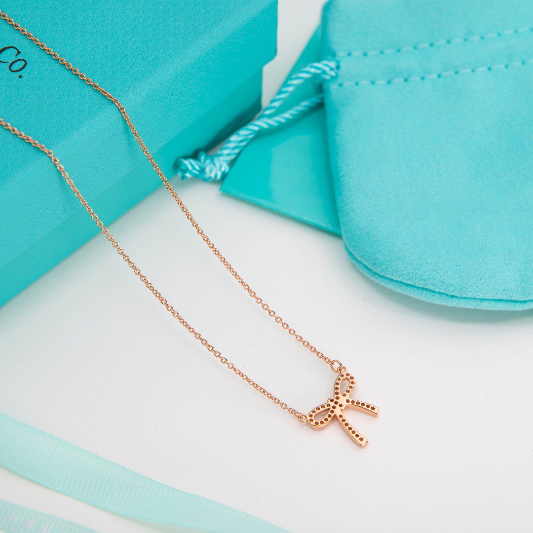 [Stellar jewels]RIBBON NECKLACE BOW PENDANT DIAMOND CHARM CHAIN