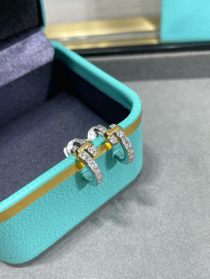 [Stellar jewels]EDGE DIAMOND PINK GOLD EARRINGS