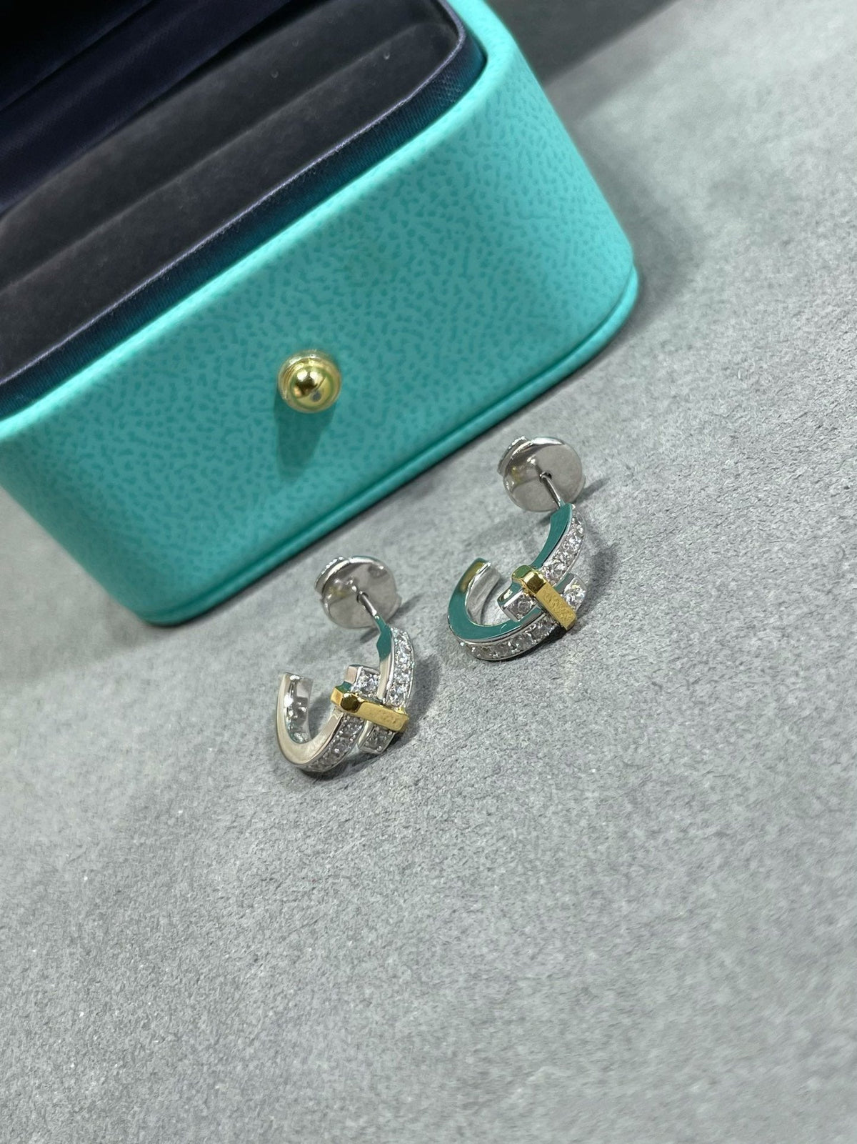 [Stellar jewels]EDGE DIAMOND PINK GOLD EARRINGS
