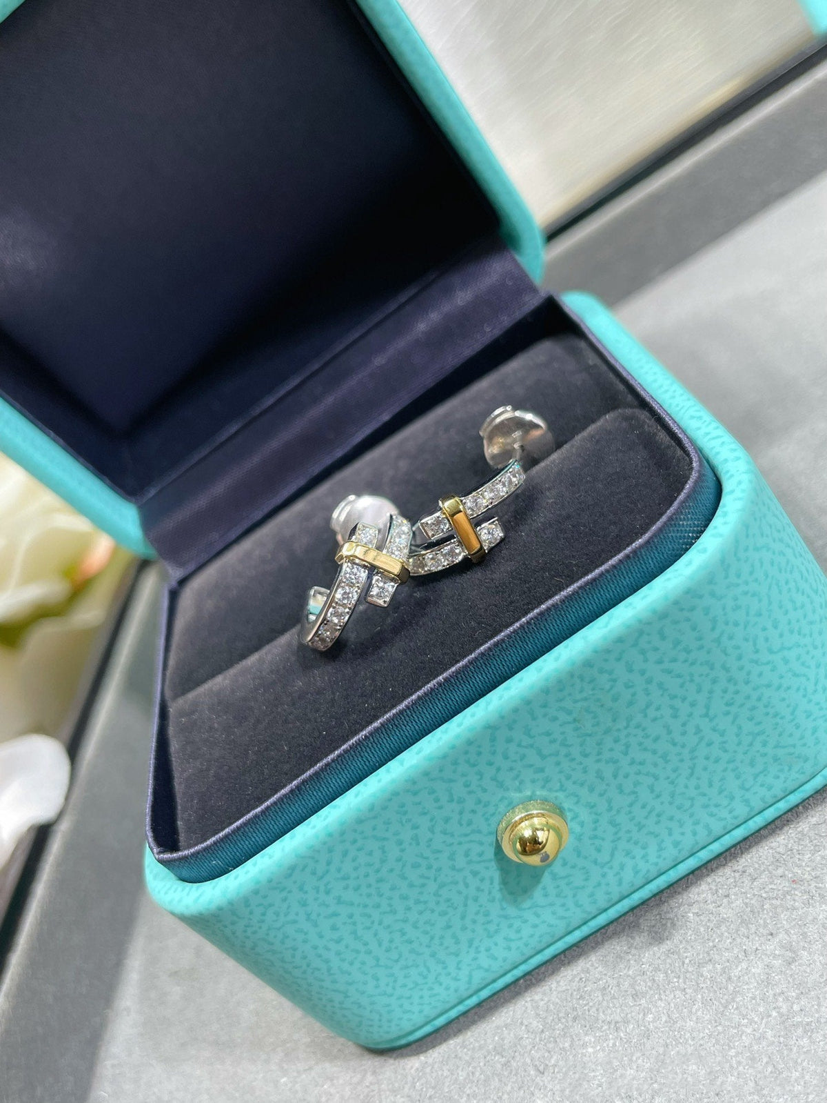 [Stellar jewels]EDGE DIAMOND PINK GOLD EARRINGS