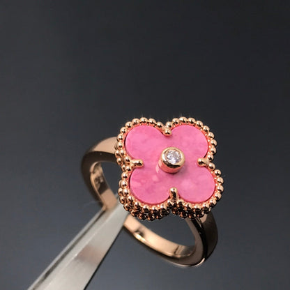[Stellar Jewelry]CLOVER RHODONITE ROSE GOLD RING