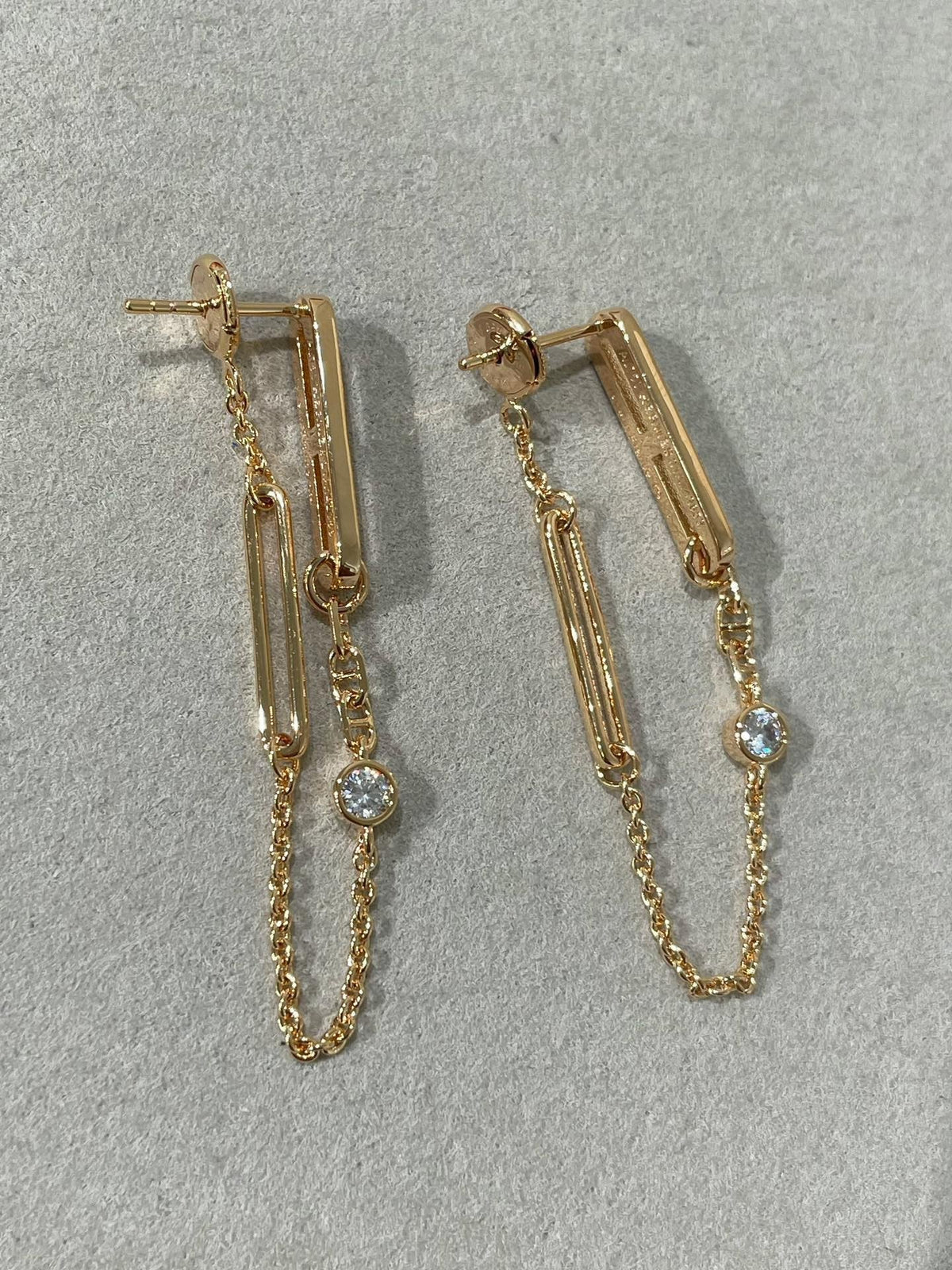 [Stellar Jewelry]CHAINE CHAOS DIAMOND DROP EARRINGS