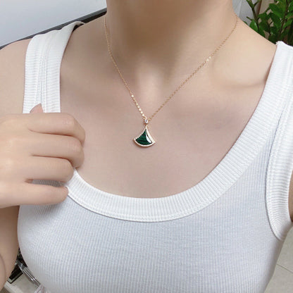 [Stellar Jewelry]DREAM MALACHITE DIAMOND PAVED PINK GOLD NECKLACE