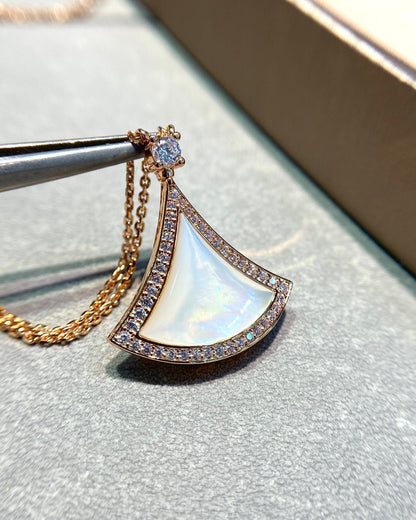 [Stellar Jewelry]DREAM MOP DIAMOND PAVED PINK GOLD NECKLACE